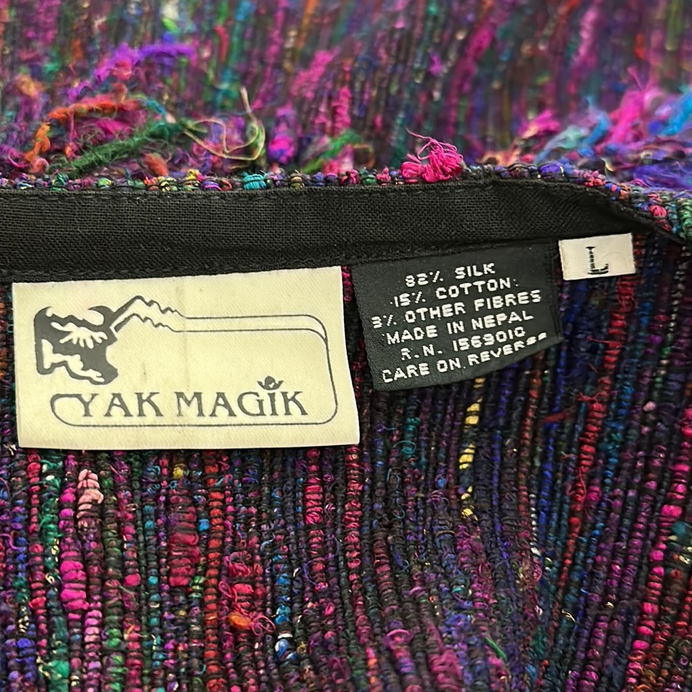 Vintage Yak Magic Womens Jacket size Large Multicolor Fringe Silk Art to wear - Picture 13 of 15